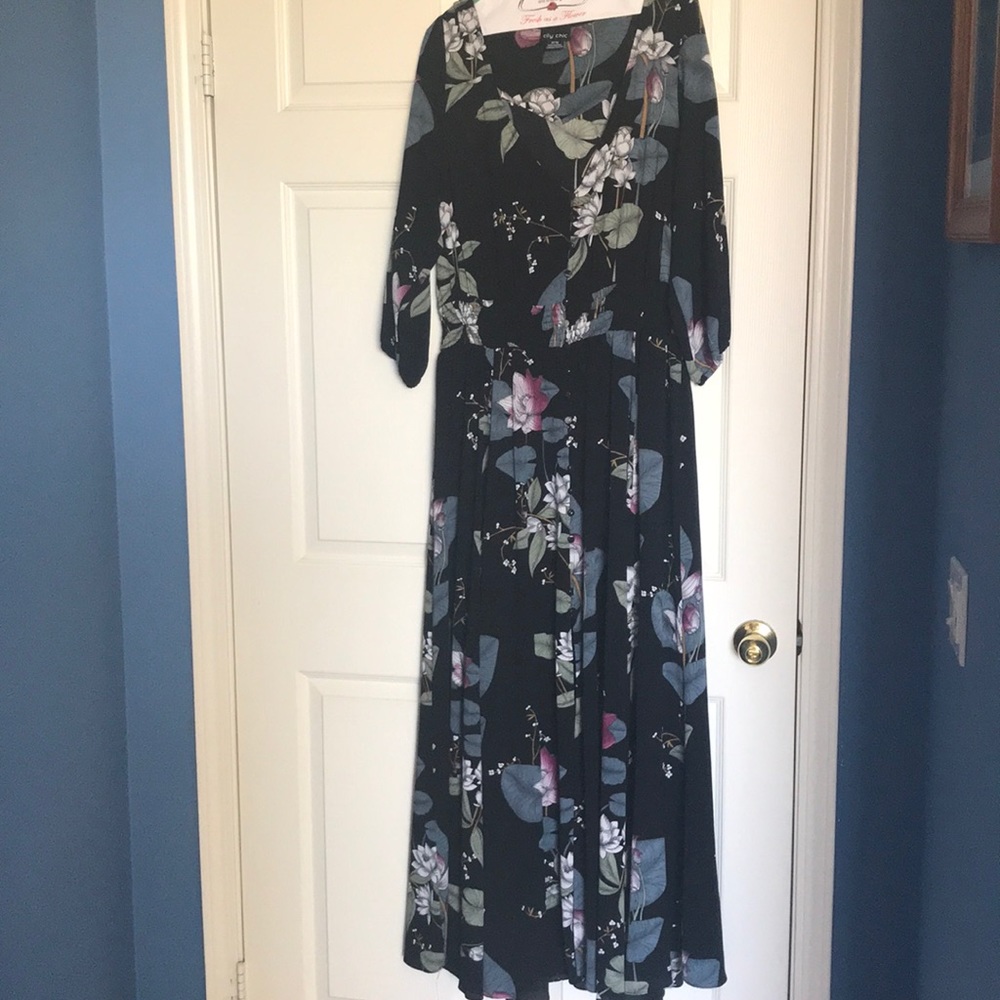 Black Floral Dress 18 Aloha Tiki Summer Night